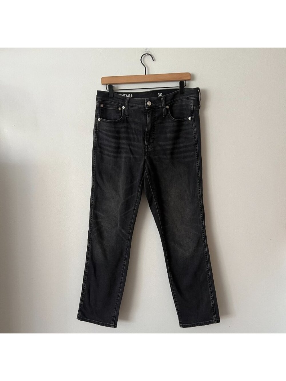 J. Crew 9" Vintage Slim Straight Jeans Black Gray Women's Size 30
